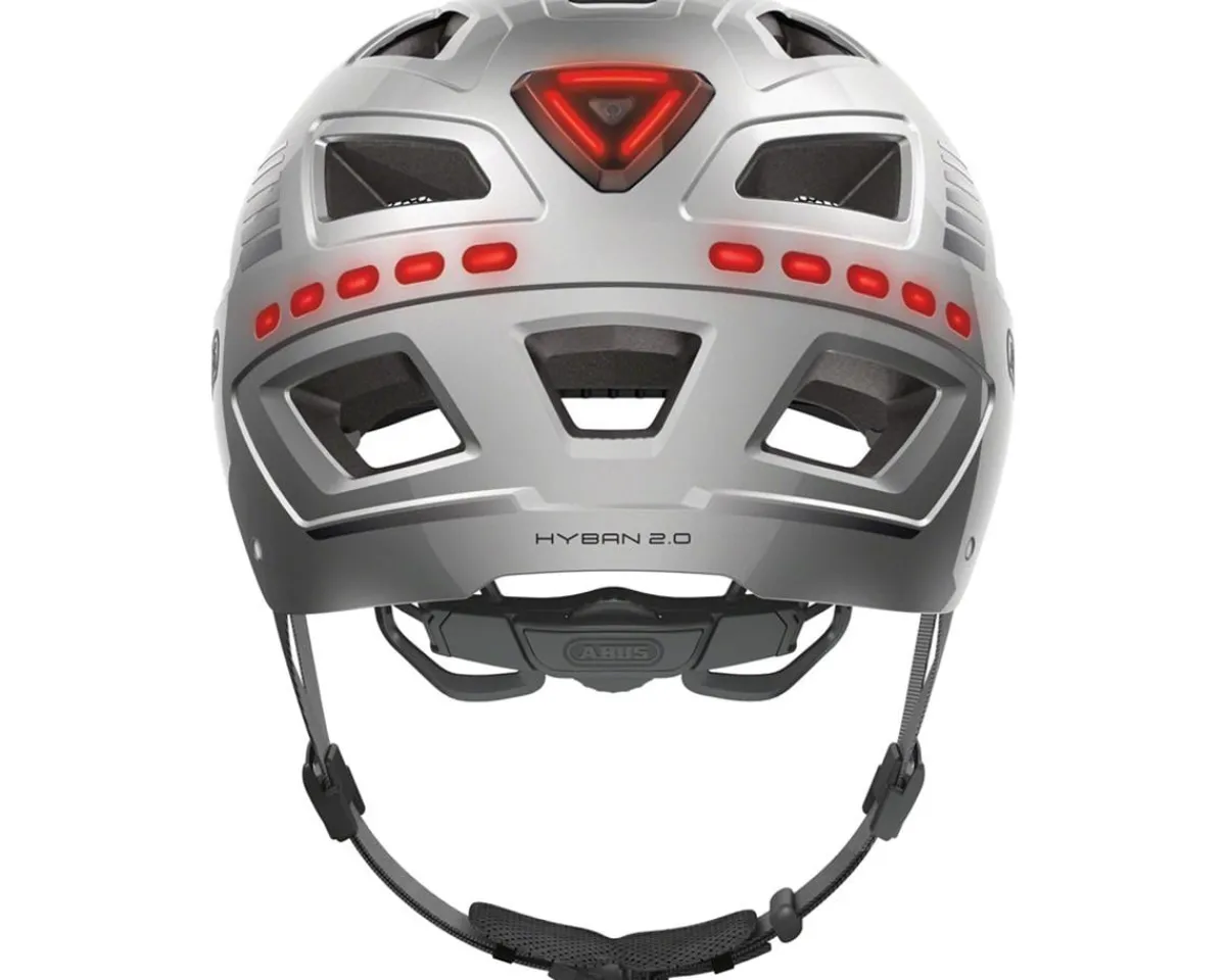 Abus Helmets|Helmets|Hyban 2.0 Urban Helmet (Signal Silver) (52-58cm) (M) (w/Rear LED)