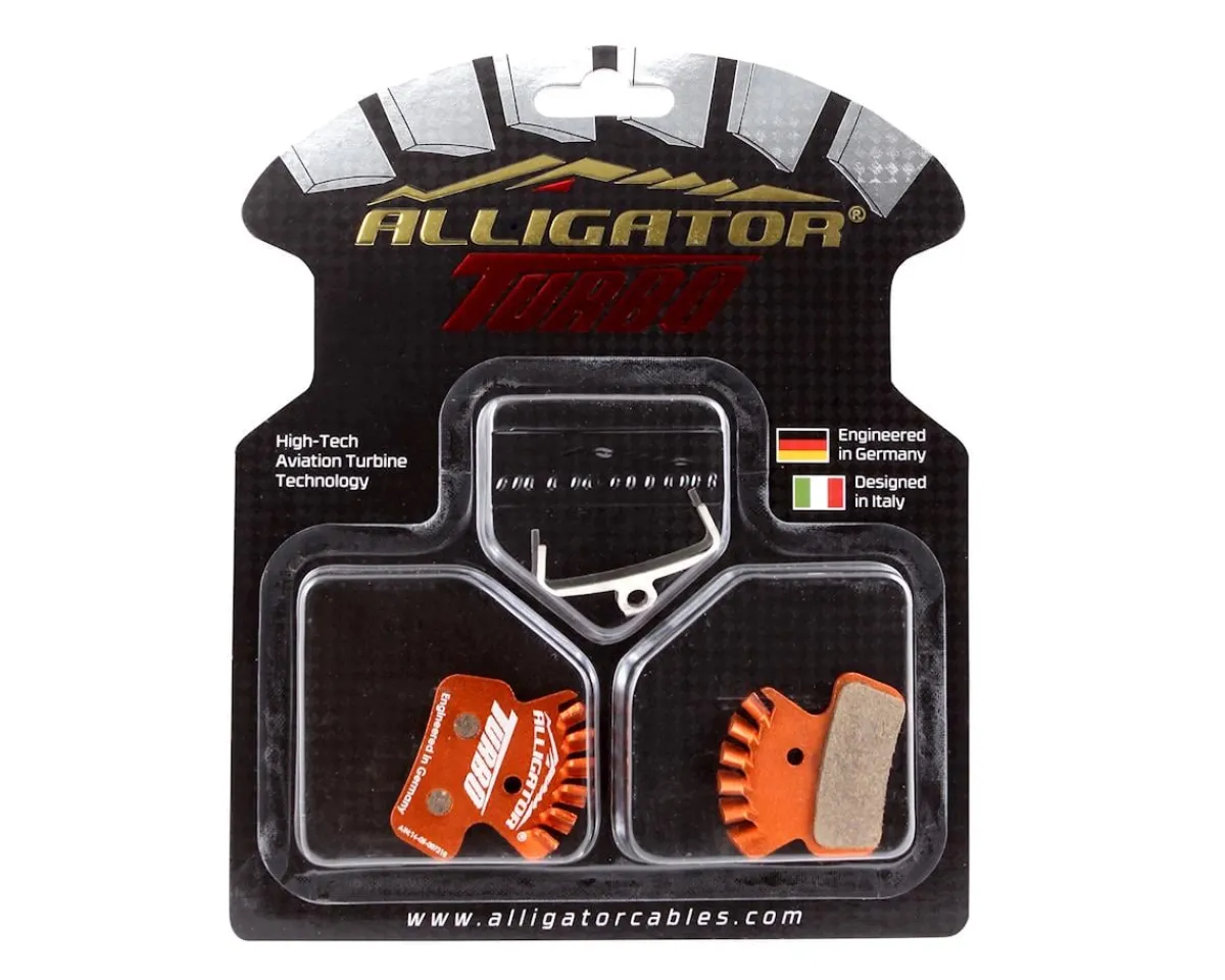 Alligator Brakes|Turbo Disc Brake Pads (Organic) (w/ Fins) (SRAM Guide, Avid Trail) (1 Pair)