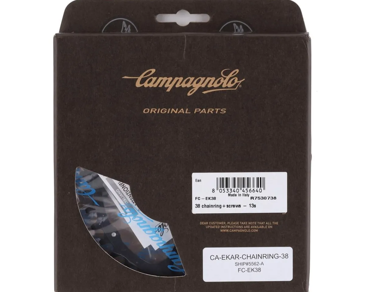 Campagnolo Chainrings & Accessories|Ekar Chainring (Black) (1 x 13 Speed) (123mm BCD) (Single) (38T)
