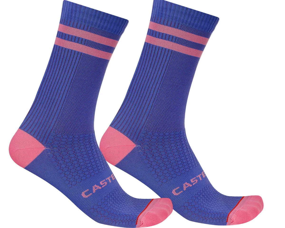 Castelli Clothing Accessories|Shoes, Socks, & Footwear|Originale 18 Socks (Ultraviolet/Rosa Giro) (S/M)
