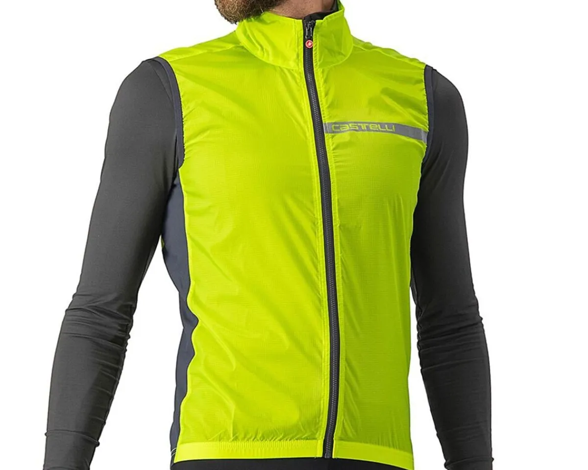 Castelli Jackets & Vests|High Vis & Reflective|Squadra Stretch Vest (Electric Lime/Dark Grey) (S)