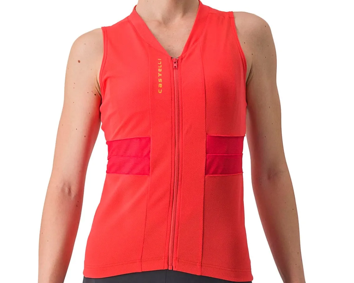 Castelli Women'S|Jerseys|Women's Anima 4 Sleeveless Jersey (Hibiscus/Soft Orange) (L)
