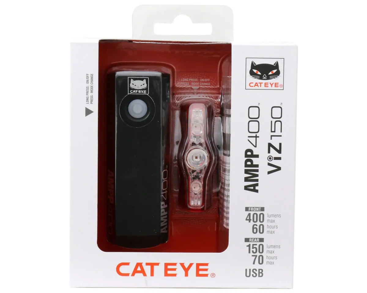 CatEye Bike Lights|AMPP400S VIZ100 Headlight & Tail Light Set