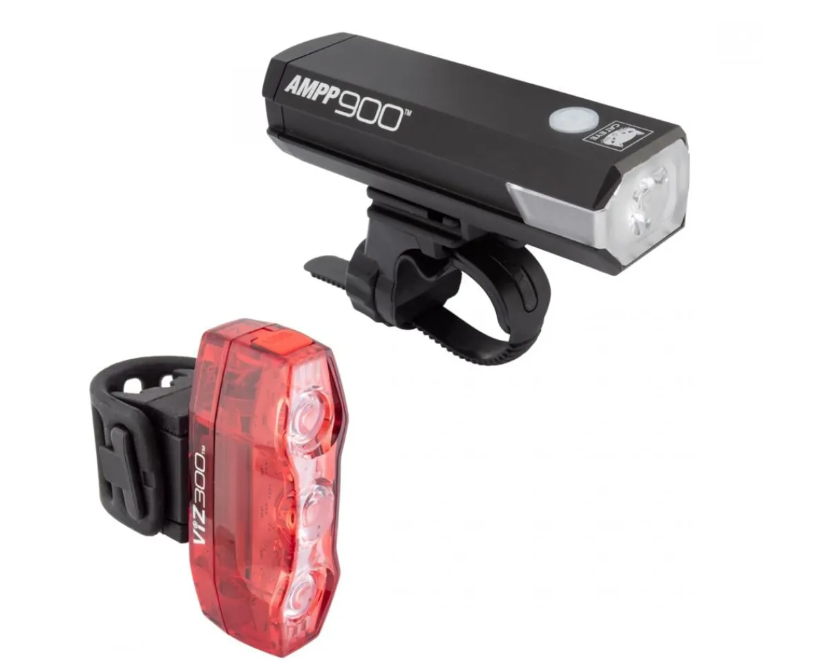 CatEye Bike Lights|AMPP900/VIZ300 Headlight/Taillight Set (Black) (USB Rechargeable)