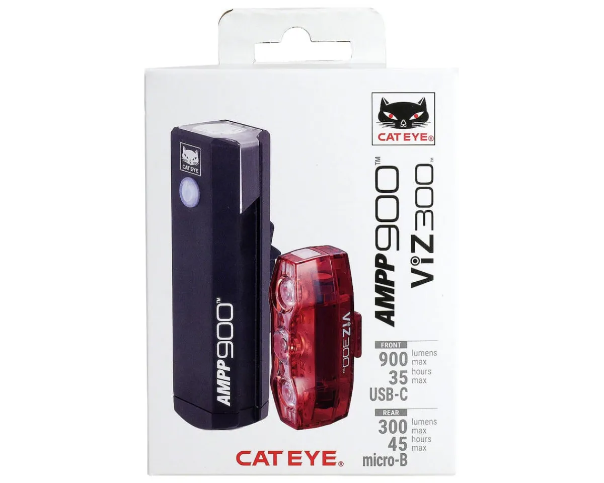 CatEye Bike Lights|AMPP900/VIZ300 (USB-C) Headlight & Tail Light Set (USB-C)