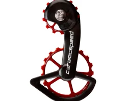 CeramicSpeed Derailleurs & Parts|Oversized Pulley Wheel System (Black/Red) (Shimano 9100/8000) (Coated Ceramic Bearings)