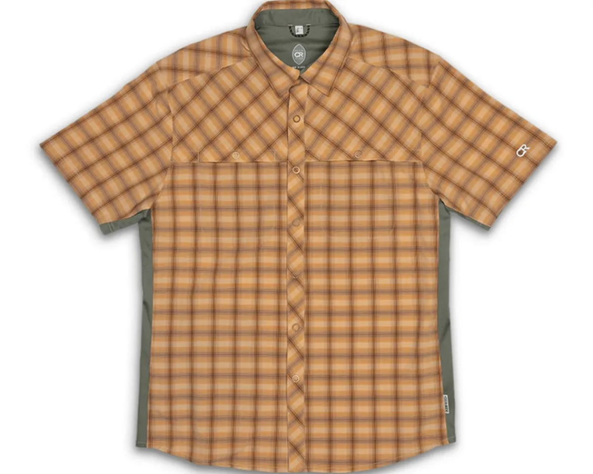 Club Ride Apparel Casual Clothing|Jerseys|Quest Super Stretch Plaid Short Sleeve Shirt (Desert Sunset) (S)