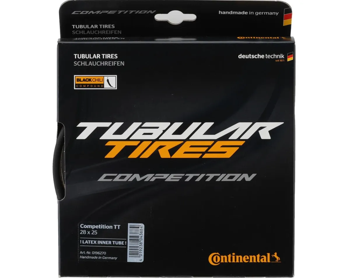 Continental Tires|Holiday Shopping|Competition TT Tubular Road Tire (Black) (700c) (25mm) (Black Chili/Vectran Breaker)