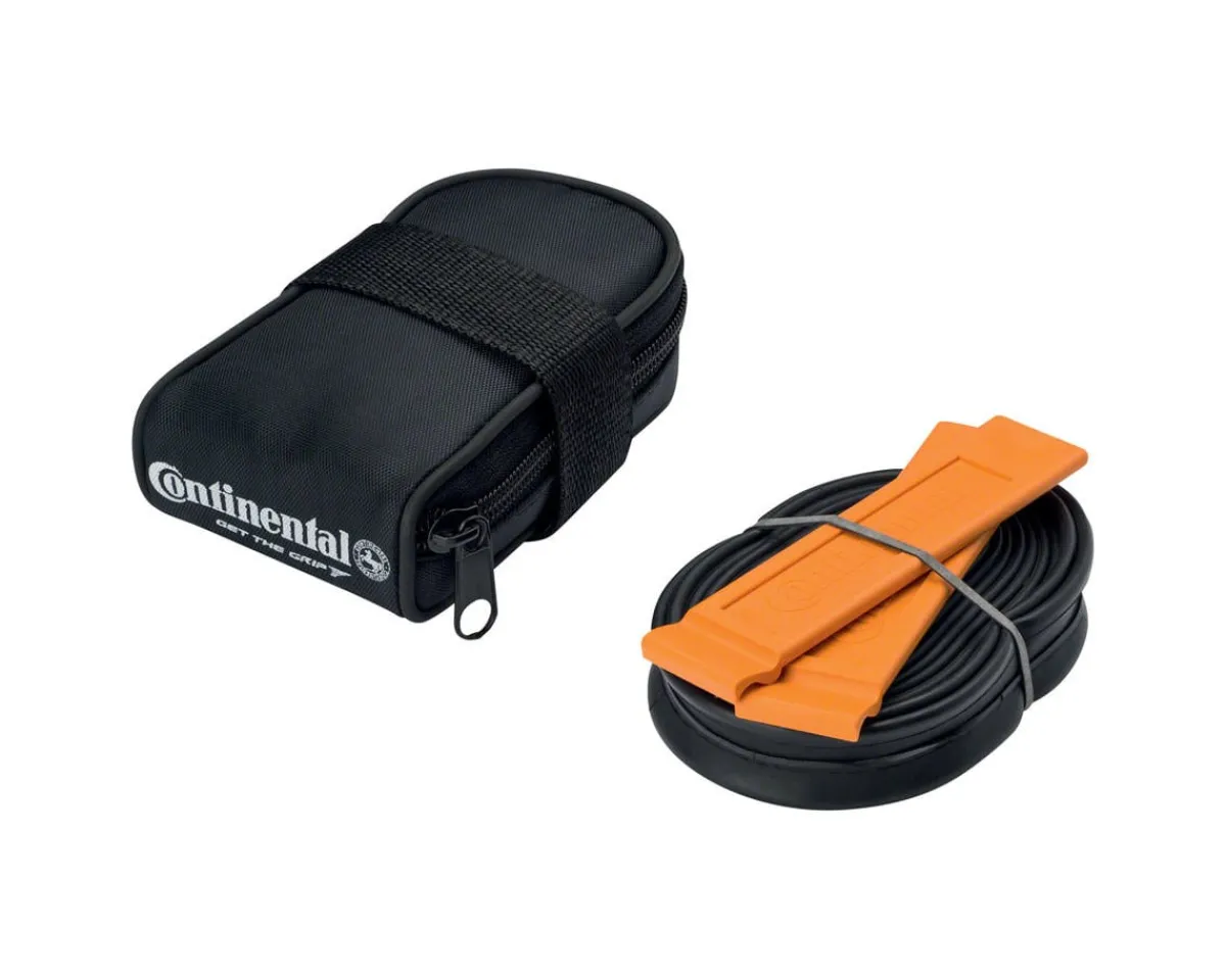 Continental Bags & Packs|Saddles & Seats|Saddle Bag, 700c Inner Tube, and Tire Levers Combo (Black) (60mm Presta | 18-25mm)