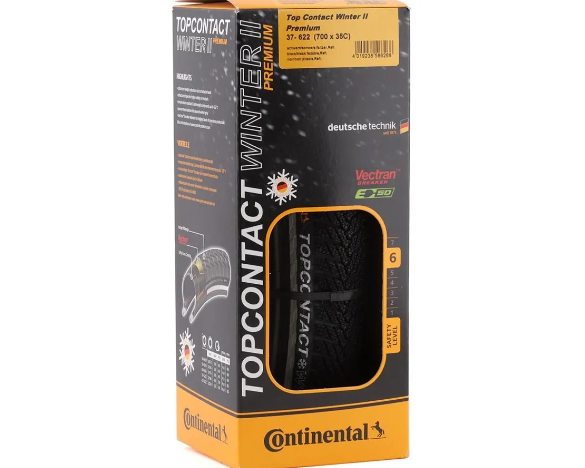 Continental E-Bike Parts|Tires|Top Contact Winter II Premium Tire (Black/Reflex) (700c) (37mm) (Folding) (Vectran Breaker)