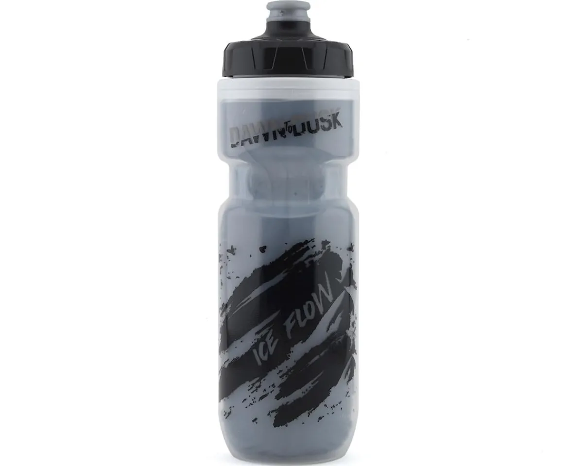 Dawn to Dusk Water Bottles|Ice Flow Insulated Bottle (Black/Clear) (21oz)
