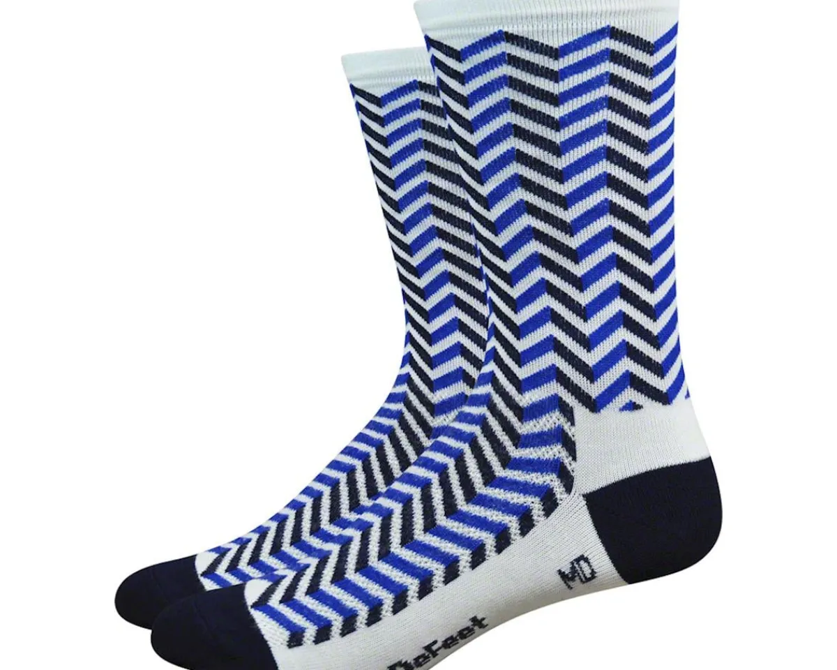 DeFeet Clothing Accessories|Shoes, Socks, & Footwear|Aireator 6" Barnstormer Vibe Socks (White/Navy Blue) (M)