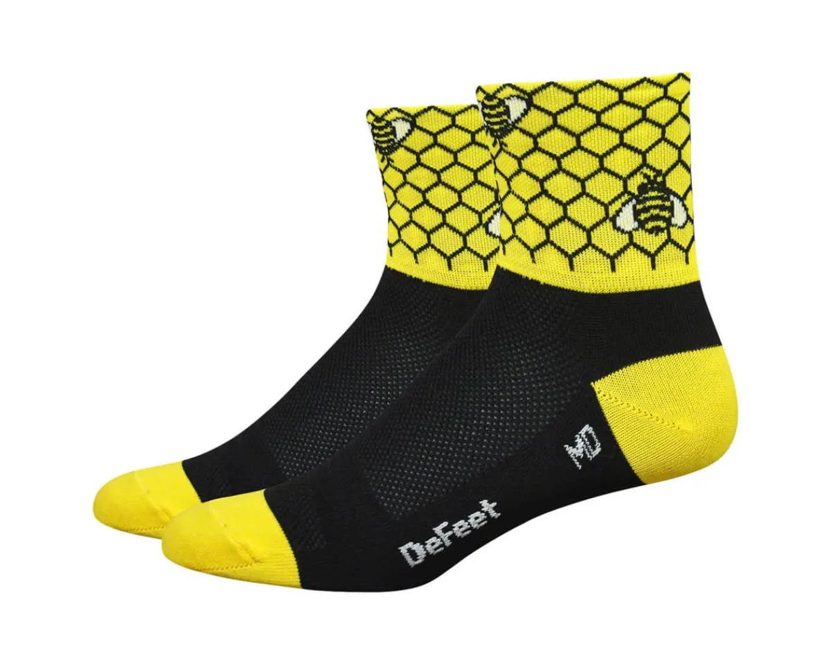 DeFeet Clothing Accessories|Shoes, Socks, & Footwear|Aireator 3" Bee Aware Sock (Yellow/Black) (M)