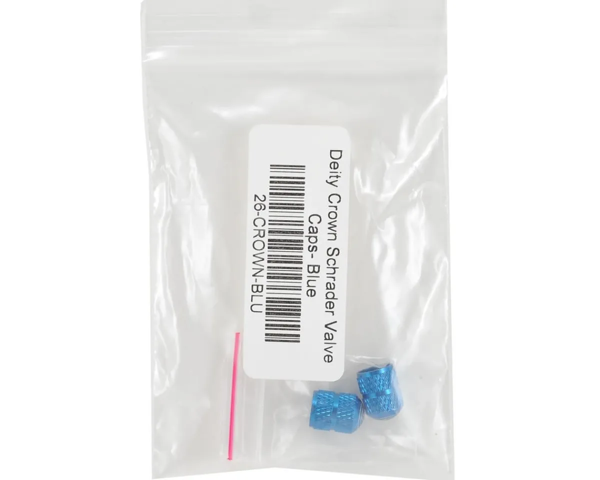 Deity Wheels & Parts|Tire & Tube Accessories|Crown Schrader Valve Caps (Blue) (Pair)