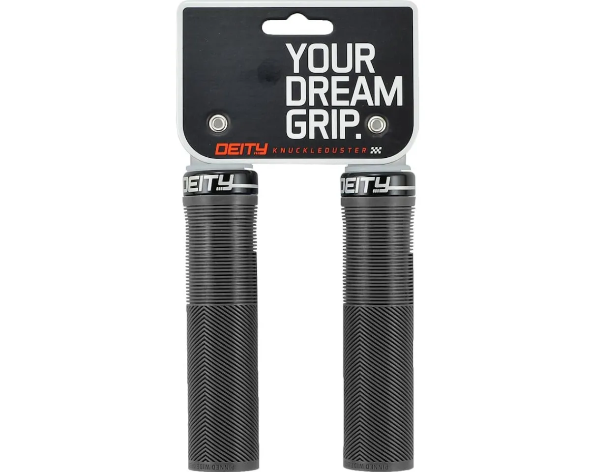 Deity Grips & Handlebar Tape|Knuckleduster Lock-On Grips (Stealth) (132mm)