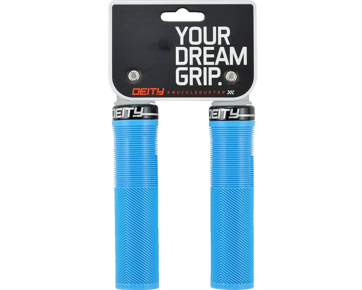 Deity Grips & Handlebar Tape|Knuckleduster Lock-On Grips (Blue) (132mm)