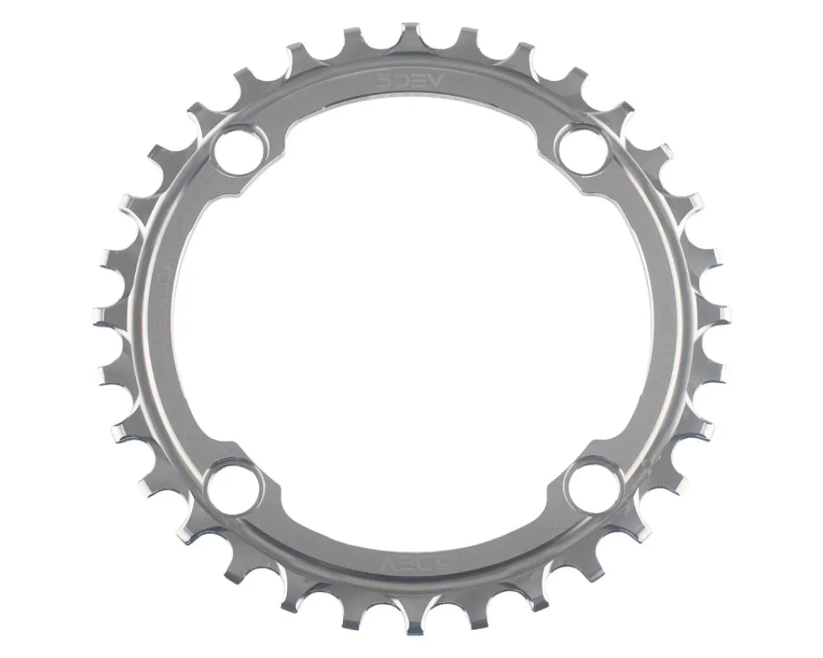 5Dev Chainrings & Accessories|104 BCD Titanium Chainrings (Raw/Silver) (34T)