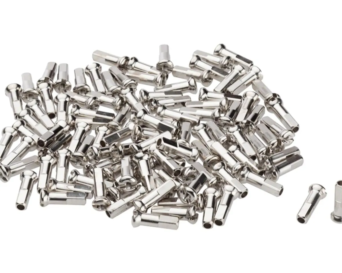 DT Swiss Wheels & Parts|Pro Head Brass Spoke Nipples (Silver) (2.0 x 14mm) (Box of 100)