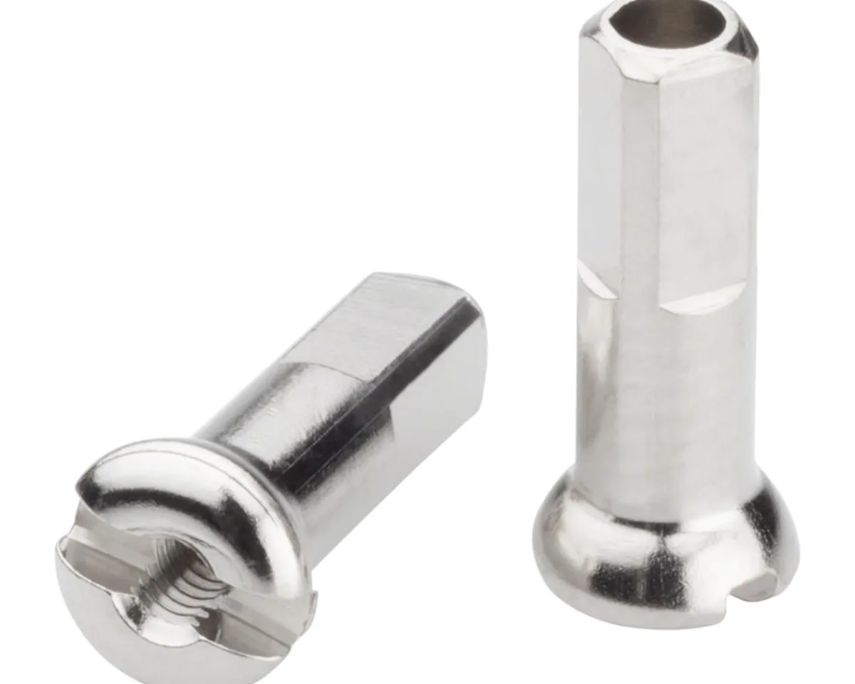 DT Swiss Wheels & Parts|Pro Head Brass Spoke Nipples (Silver) (2.0 x 14mm) (Box of 100)