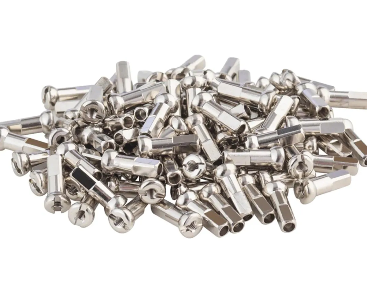 DT Swiss Wheels & Parts|Pro Head Brass Spoke Nipples (Silver) (2.34 x 14mm) (Box of 100)