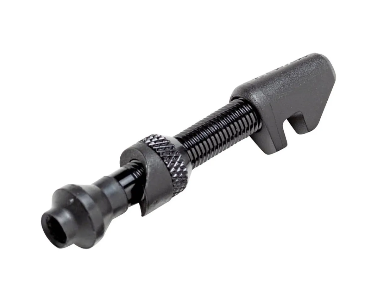 DT Swiss Tubeless Tire Tools|Tubeless Accessories|Tubeless Presta Valve (Black) (Single) (w/Road Asymmetric Nut) (40mm) (Alloy)