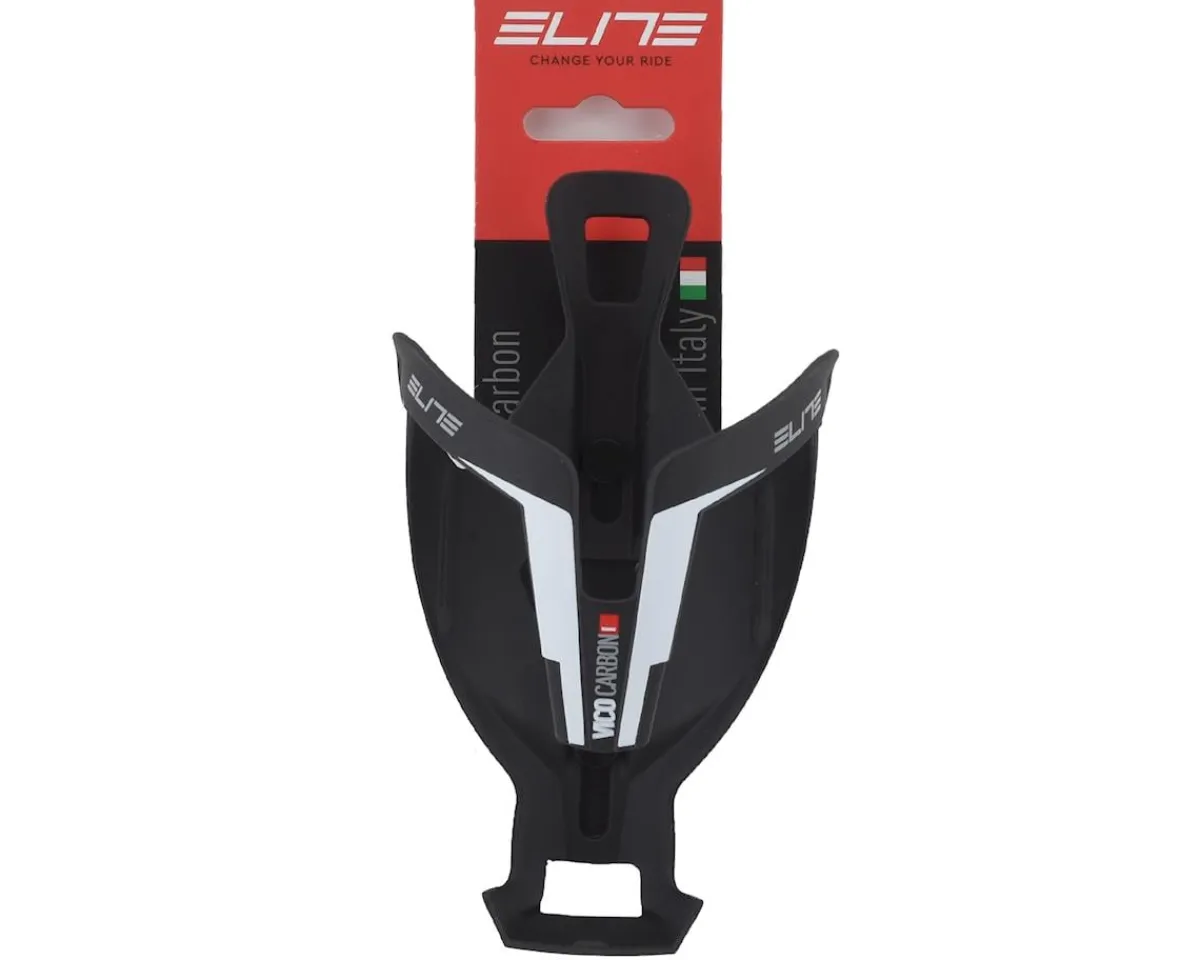 Elite Bottle Cages & Mounts|Vico Carbon Water Bottle Cage (Matte Black/White)
