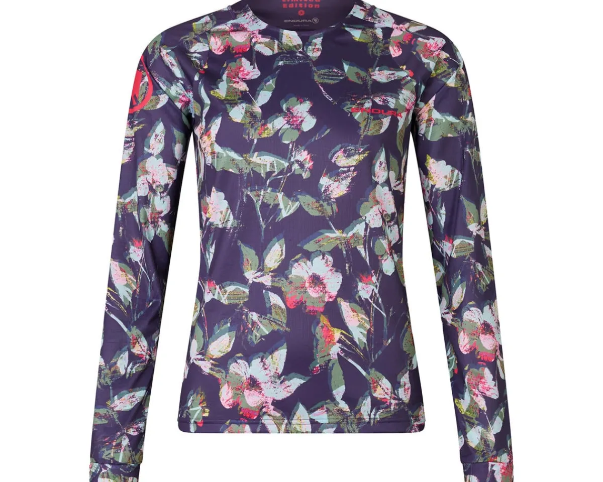 Endura Clothing Sale|Women'S|FLORAL Women's LTD Printed Long Sleeve Tee Jersey (Bramble) (XS)