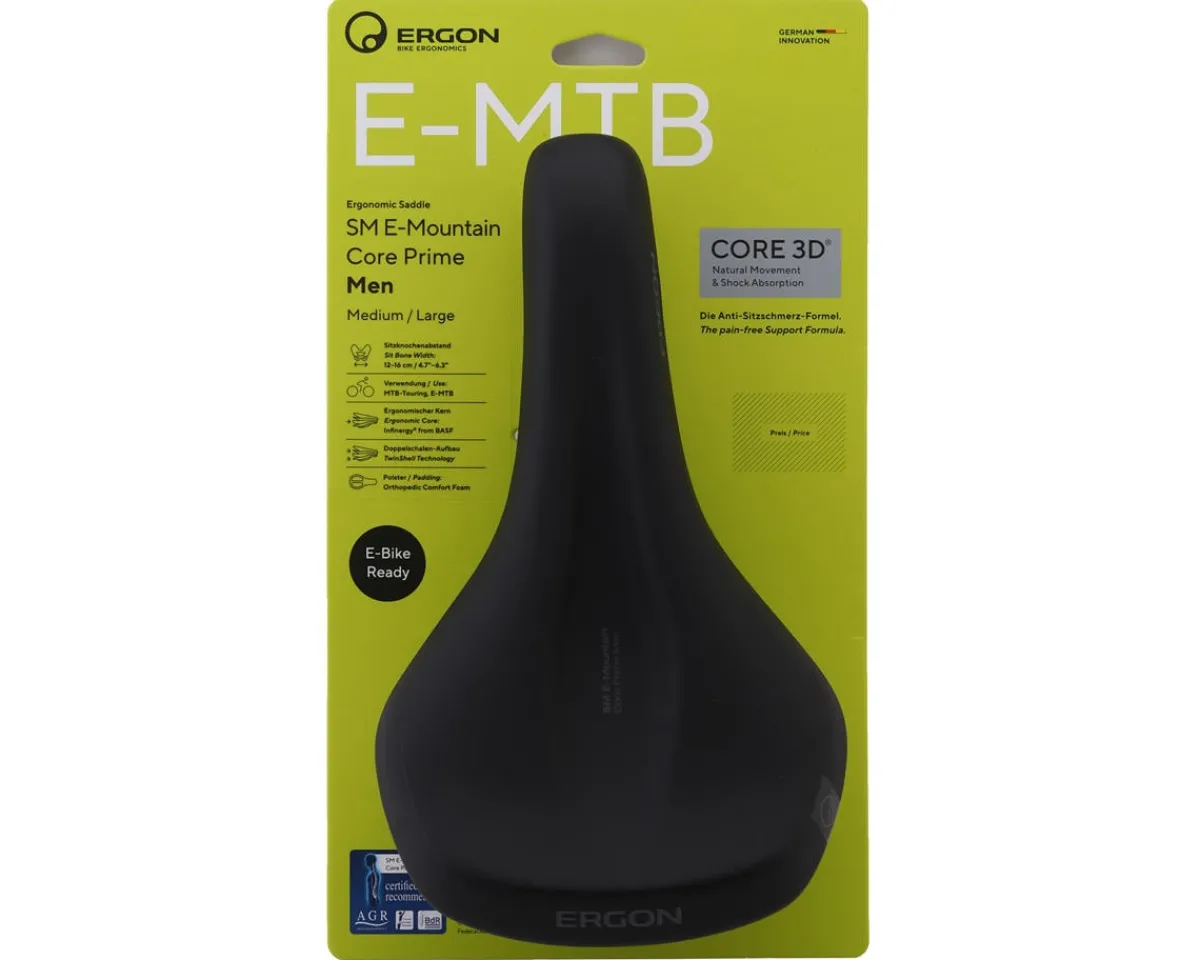 Ergon Saddles & Seats|SM E-Mountain Core Prime Men's Saddle (Stealth) (160mm)