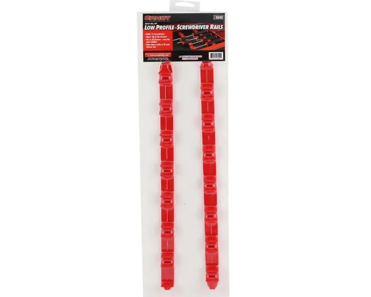 Ernst Manufacturing Tools|14 Tool "No Slip" Low Profile Screwdriver Rail Set (Red)