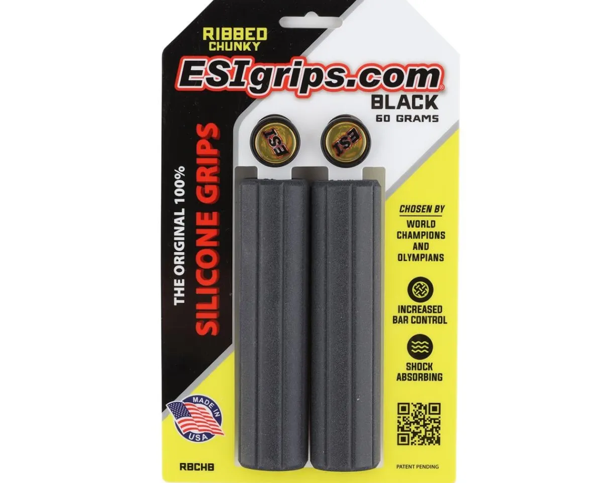 ESI Grips Grips & Handlebar Tape|MTB Ribbed Chunky Silicone Grips (Black)