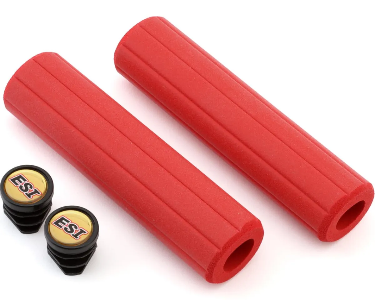 ESI Grips Grips & Handlebar Tape|MTB Ribbed Extra Chunky Silicone Grips (Red)