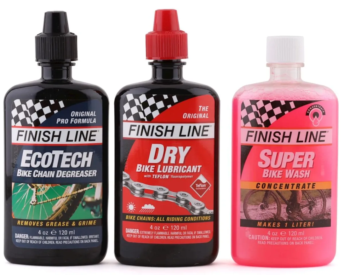 Finish Line Lubes, Greases, & Oils|Chains & Accessories|Bike Care Value Pack (Dry Chain Lube, EcoTech Degreaser, Super Bike Wash)
