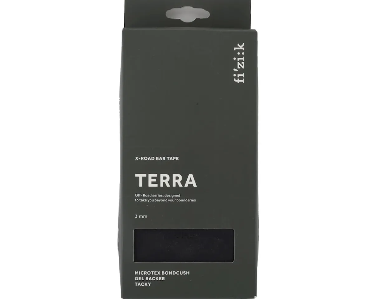 fizik Grips & Handlebar Tape|Terra Bondcush Tacky Handlebar Tape (Black) (3mm Thick)