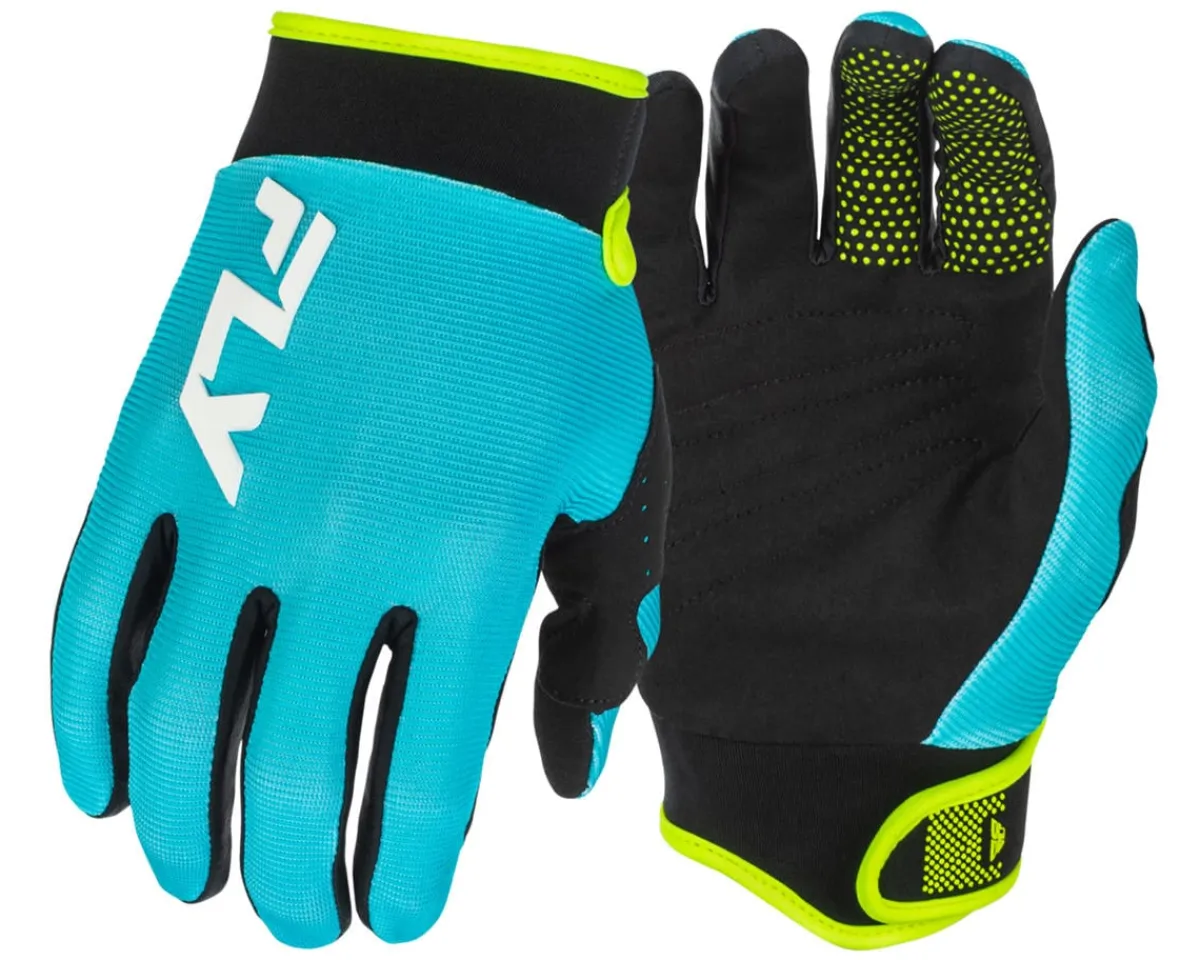 Fly Racing Clothing Accessories|Summer Essentials|Youth F-16 Gloves (Aqua/Black/White) (Youth L)
