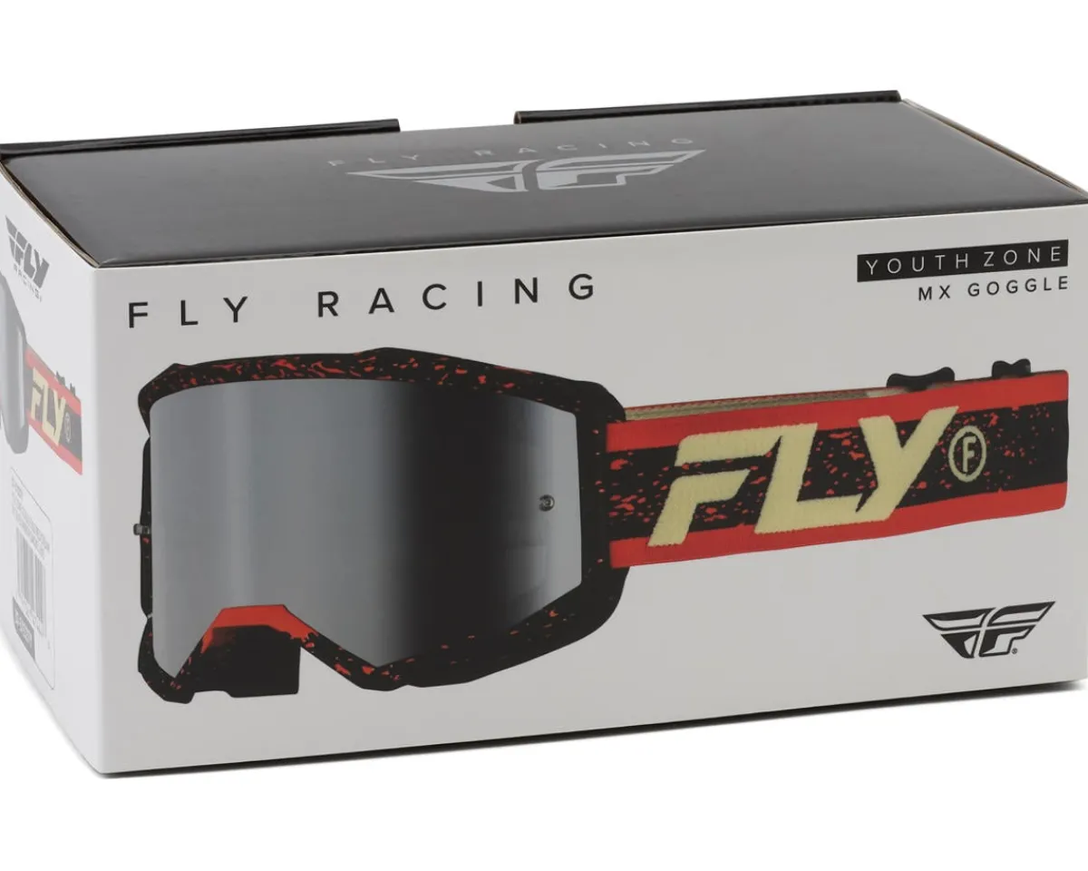 Fly Racing Sunglasses & Goggles|Youth Zone Goggles (Black/Red/Cream) (Silver Mirror/Smoke Lens)