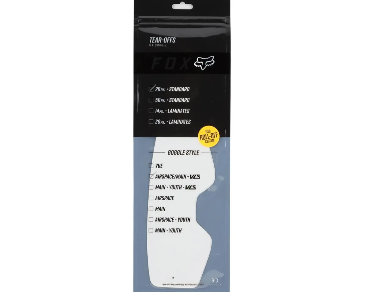 Fox Racing Sunglasses & Goggles|AirSpace/Main Standard Roll Off Tear Off (Clear) (20 Pack)
