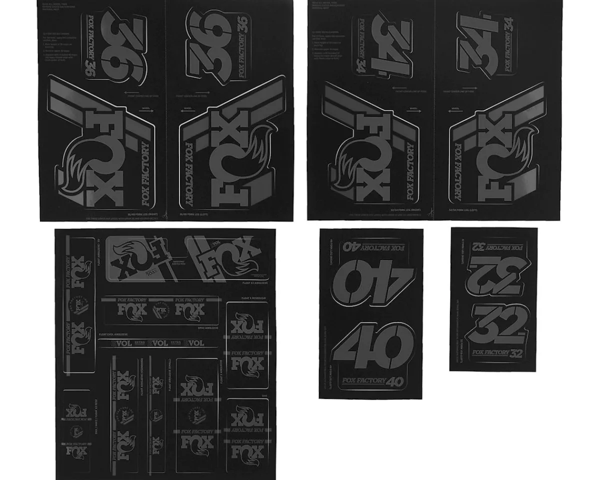 Fox Suspension Suspension|Heritage Decal Kit for Forks & Shocks (Stealth) (All Models Except Step Casts)