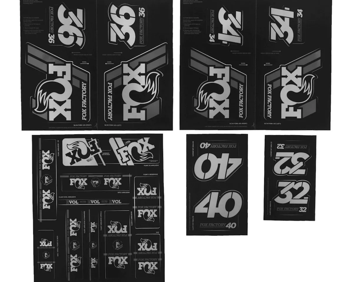 Fox Suspension Suspension|Heritage Decal Kit for Forks & Shocks (Silver) (All Models Except Step Casts)