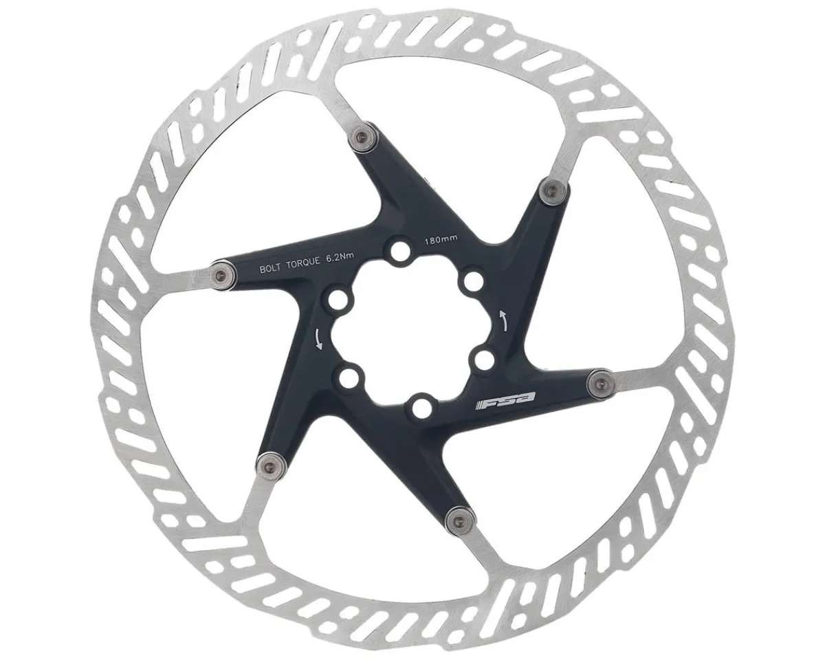 Full Speed Ahead Brakes|K-Force 2 Piece Disc Brake Rotor (Black) (6-Bolt) (1) (180mm)