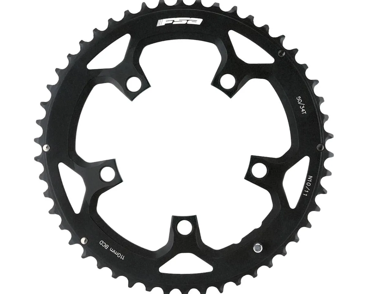 Full Speed Ahead Chainrings & Accessories|Pro Road Chainrings (Black/Silver) (2 x 10/11 Speed) (Outer) (110mm BCD) (50T)