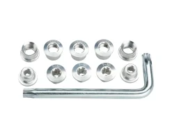 Full Speed Ahead Chainrings & Accessories|Torx T-30 Alloy Double Chainring Nut/Bolt Set w/ Tool (Silver)
