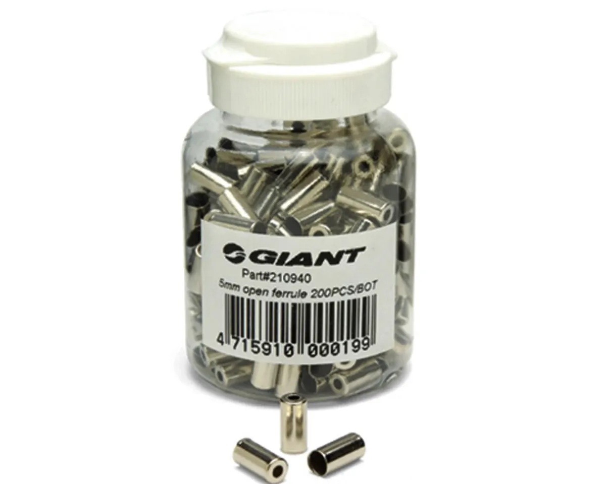 Giant Cables & Housing|5mm Brass Brake Housing Ferrules (Silver) (200)