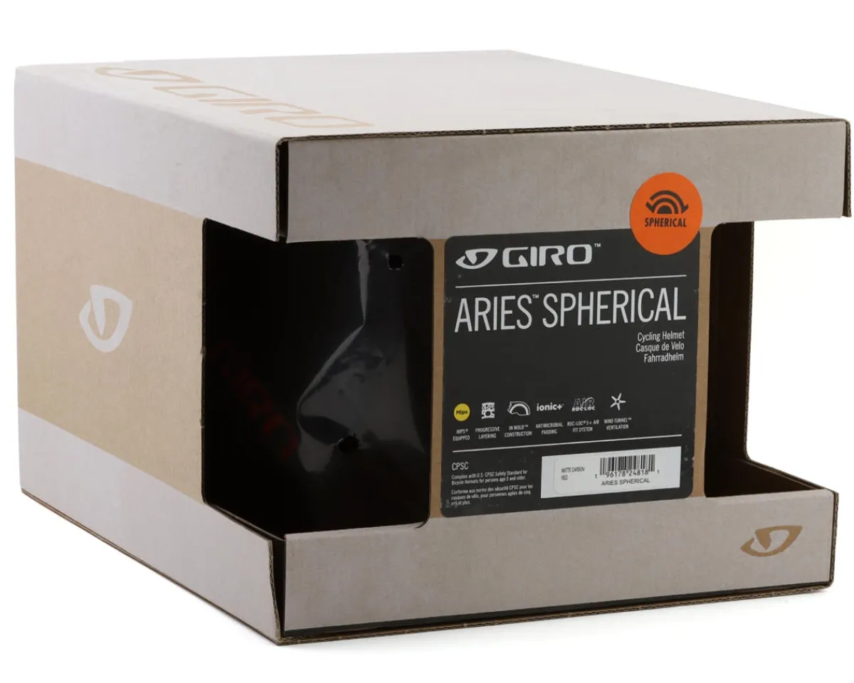 Giro Helmets|Helmets|Aries Spherical MIPS Helmet (Matte Carbon/Red) (S)