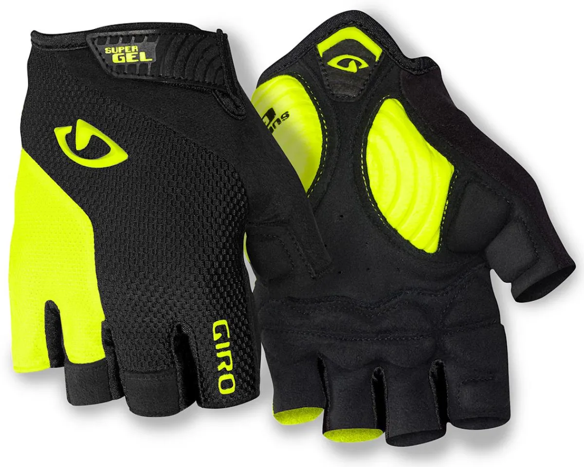 Giro Clothing Accessories|High Vis & Reflective|Strade Dure Supergel Short Finger Gloves (Yellow/Black) (S)