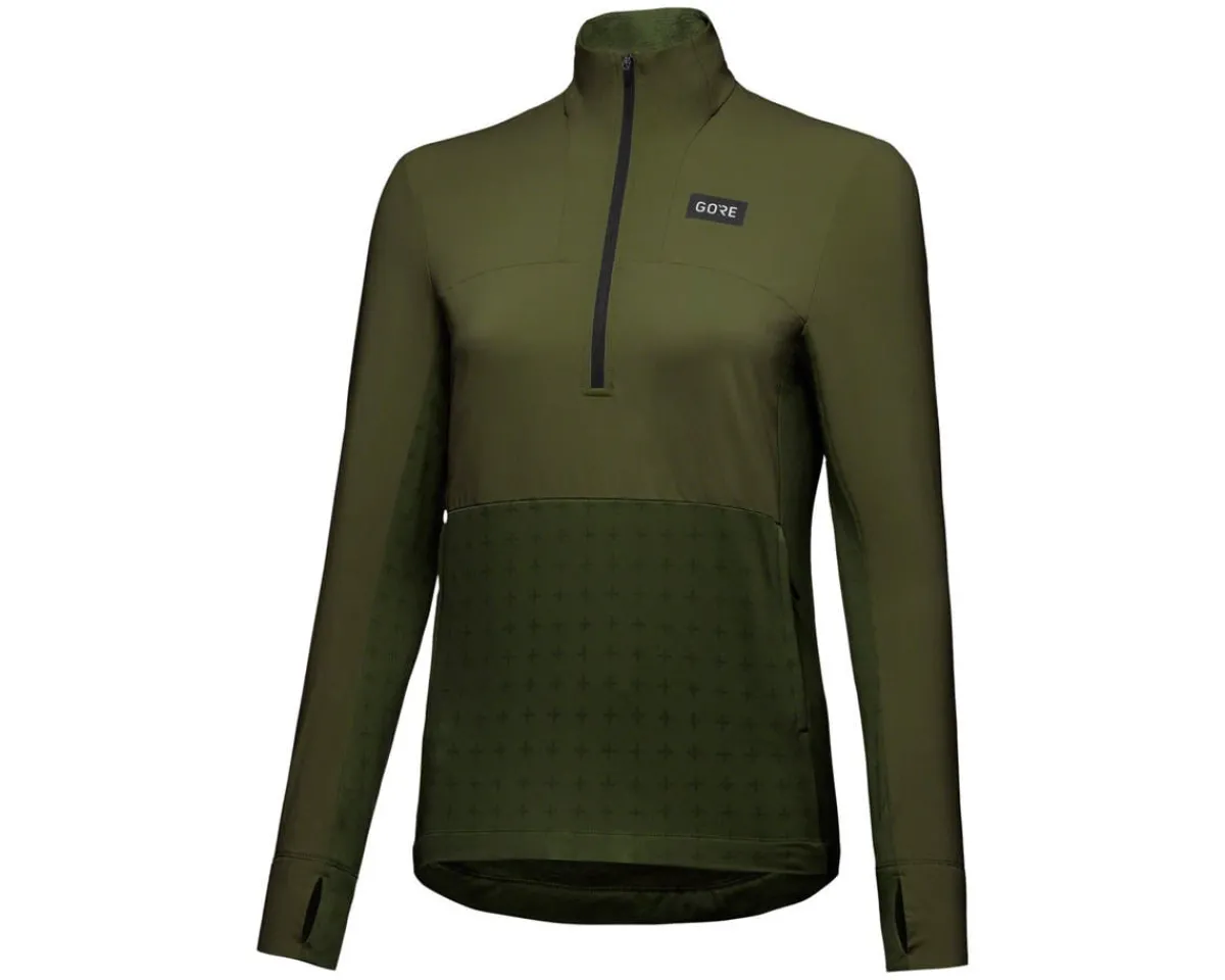 Gore Wear Women'S|Jerseys|Trail KPR Hybrid 1/2-Zip Jersey (Utility Green) (Women's) (S)