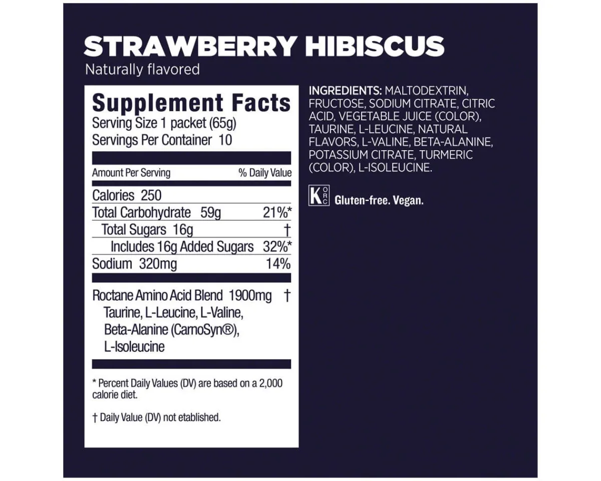GU Nutrition & Skin Care|Roctane Energy Drink Mix (Strawberry Hibiscus) (10 | 2.3oz Packets)