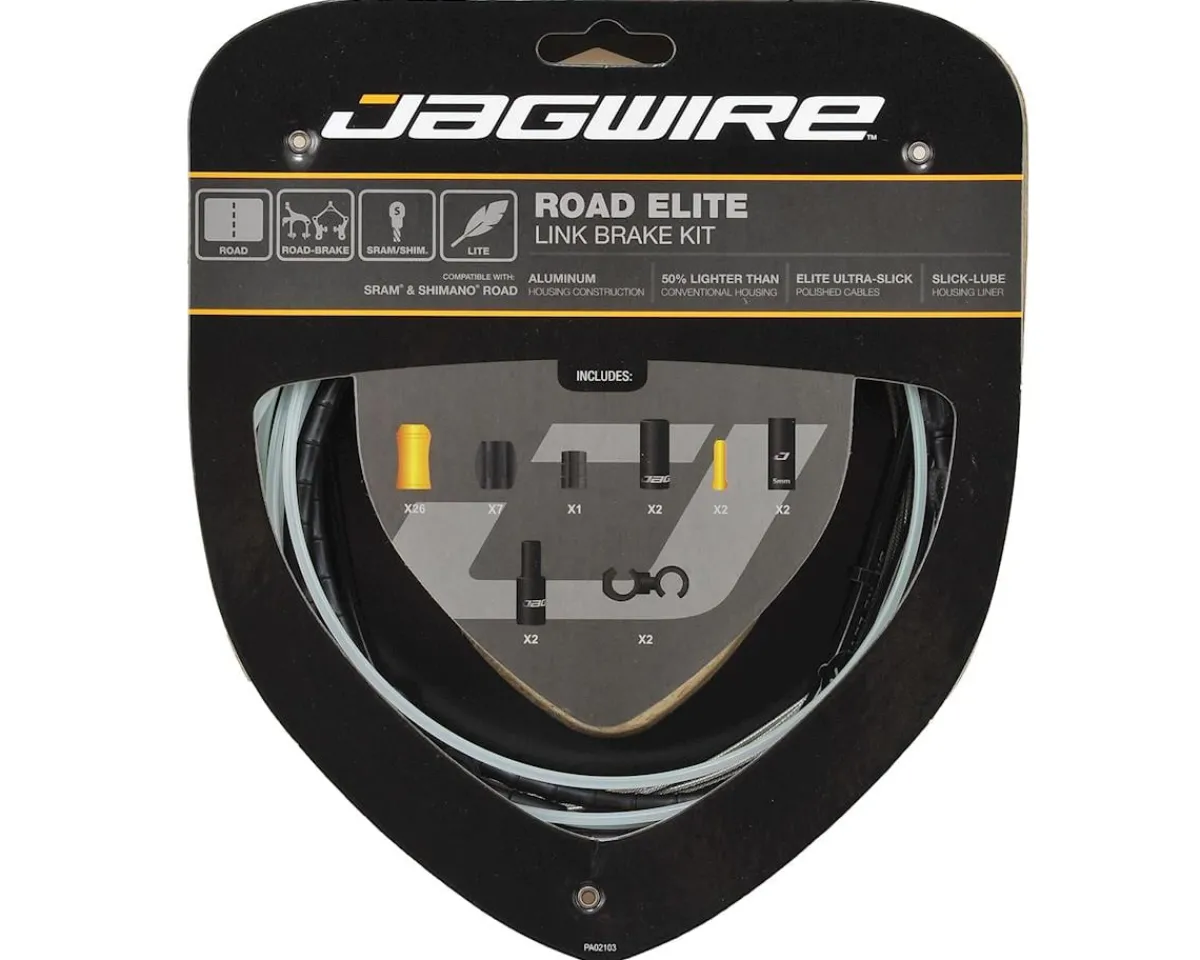 Jagwire Brakes|Cables & Housing|Road Elite Link Brake Cable Kit (Black) (1.5mm) (1350/2350mm) (w/ Housing)