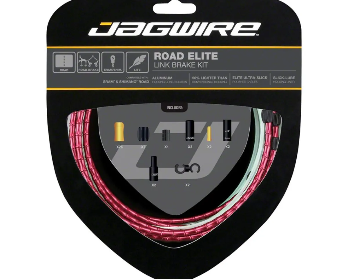 Jagwire Brakes|Cables & Housing|Road Elite Link Brake Cable Kit (Red) (1.5mm) (1350/2350mm) (w/ Housing)