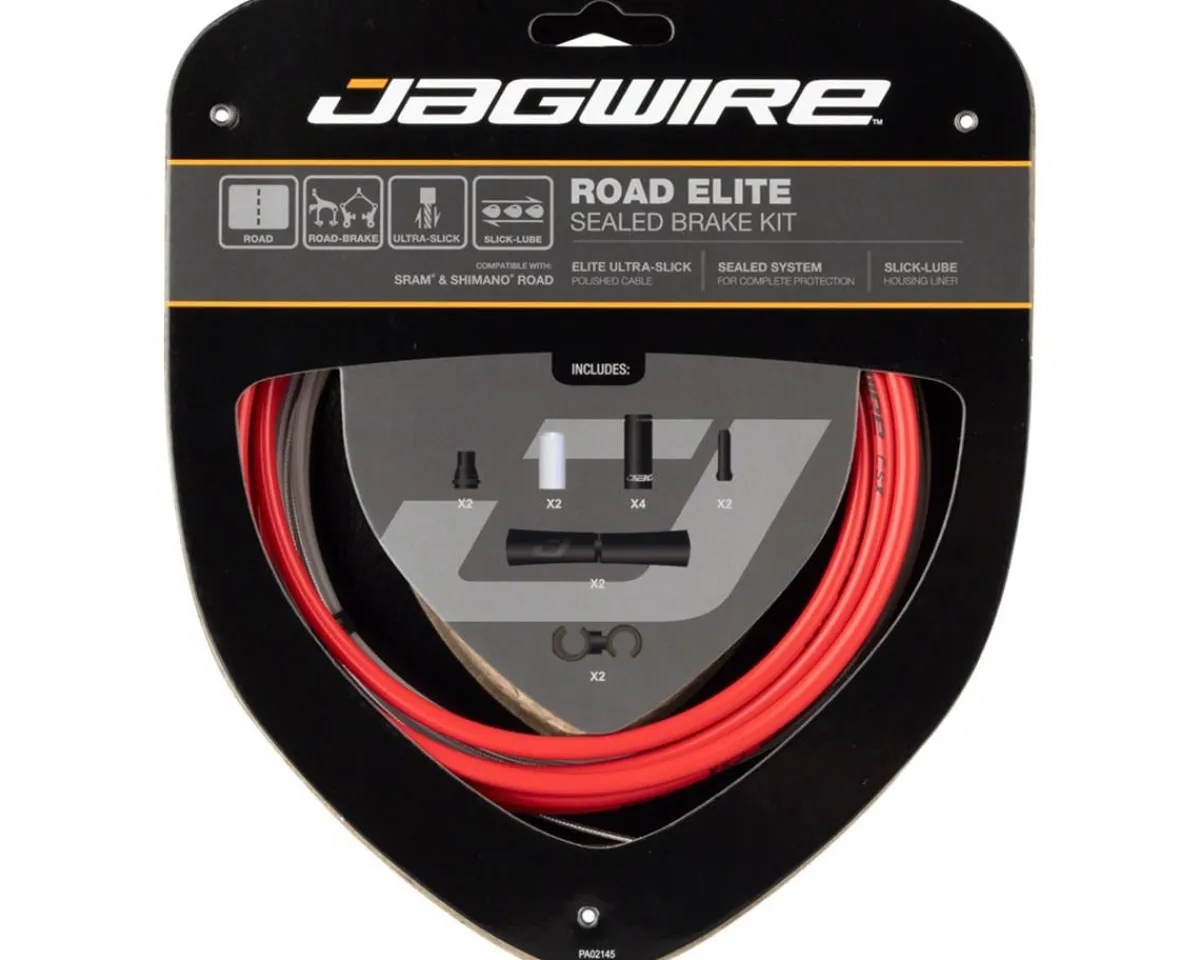 Jagwire Brakes|Cables & Housing|Road Elite Sealed Brake Cable Kit (Red) (1.5mm) (850/1650mm) (w/ Housing)