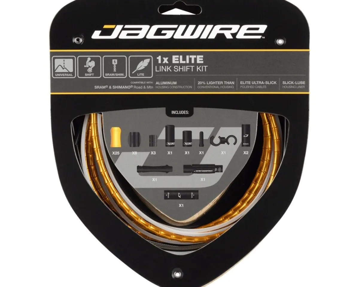 Jagwire Cables & Housing|1x Elite Link Shift Cable Kit (Gold) (For SRAM/Shimano) (w/Polished Ultra-Slick Cable)